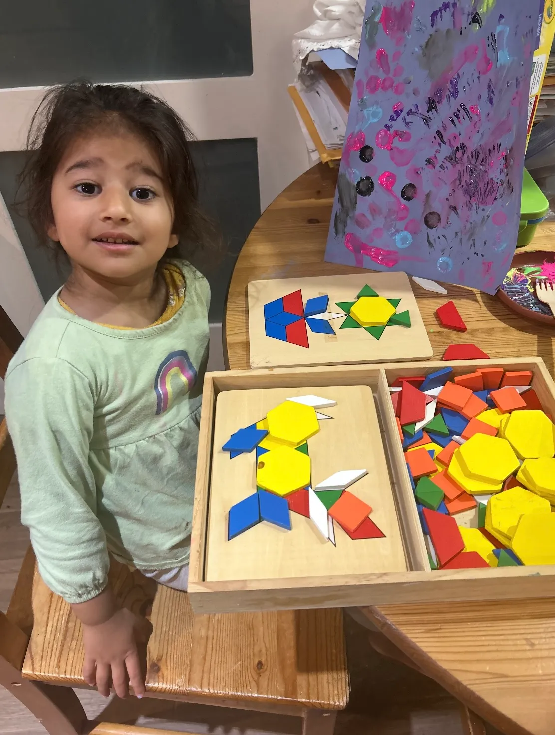 Photo of daycare kid practicing spatial assessments